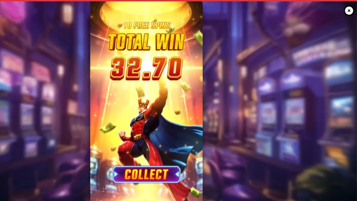 Interface vibrante do jogo de slot Super Wildrix com tema de super-herói neon